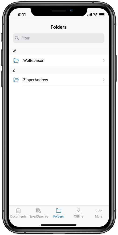 An image of the folders browser on icon.