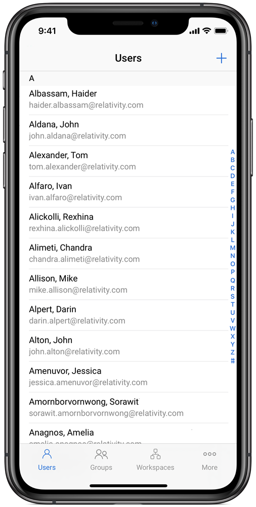 An image of the Users tab on mobile.