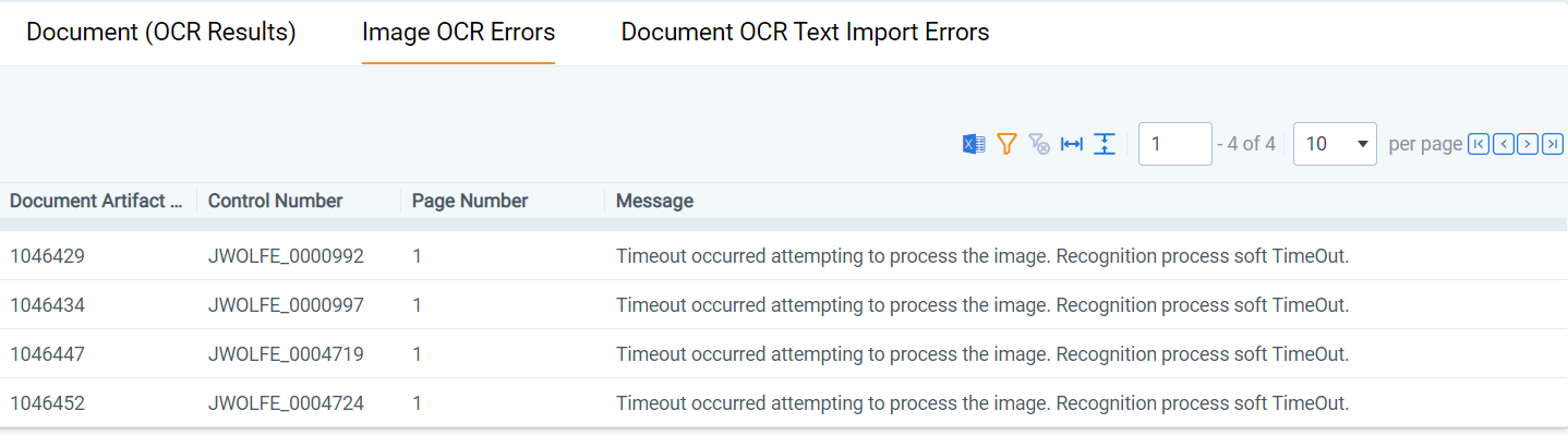 An image of the Image OCR Errors tab