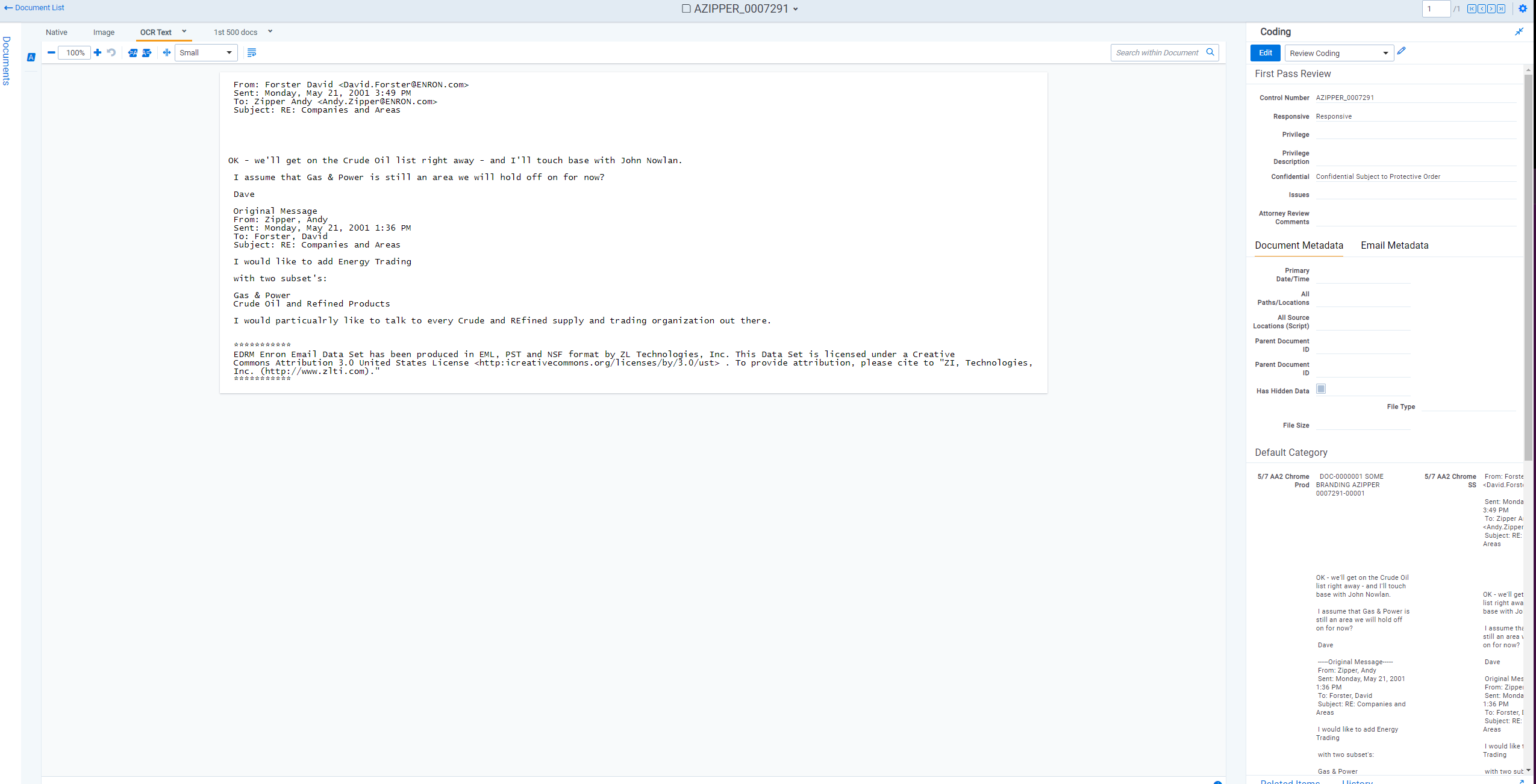 An image of OCRed text in the viewer