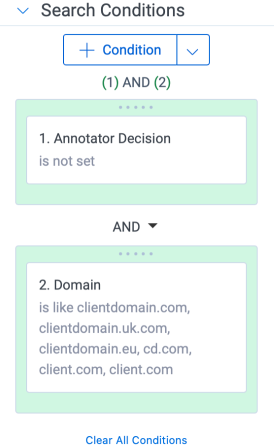 Search Conditions for Step 1