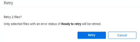 Discovered files retry errors modal