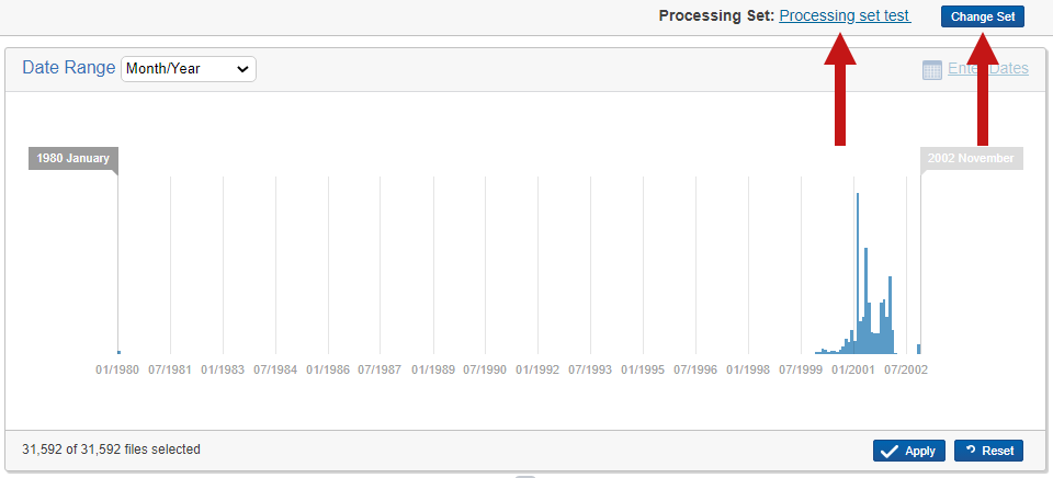 Change processing set button