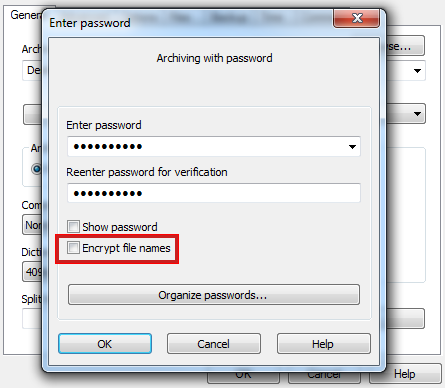 Encrypt file names property checkbox