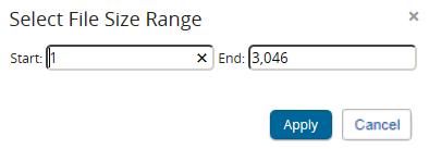 Select file size range field