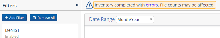 Triangle icon inventory errors