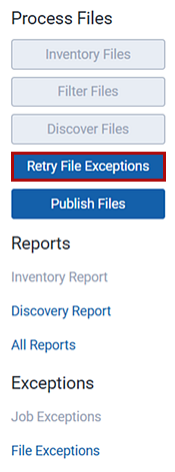 Retry Error Button Processing Console