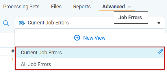 Job Errors Tab Views