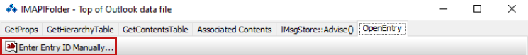 The imapi folder screen with the enter entry id manually menu highlighted.