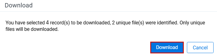 Download Confirmation Message