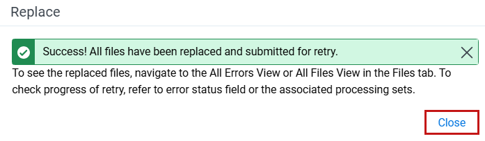 The final confirmation you see after successfully replacing files.