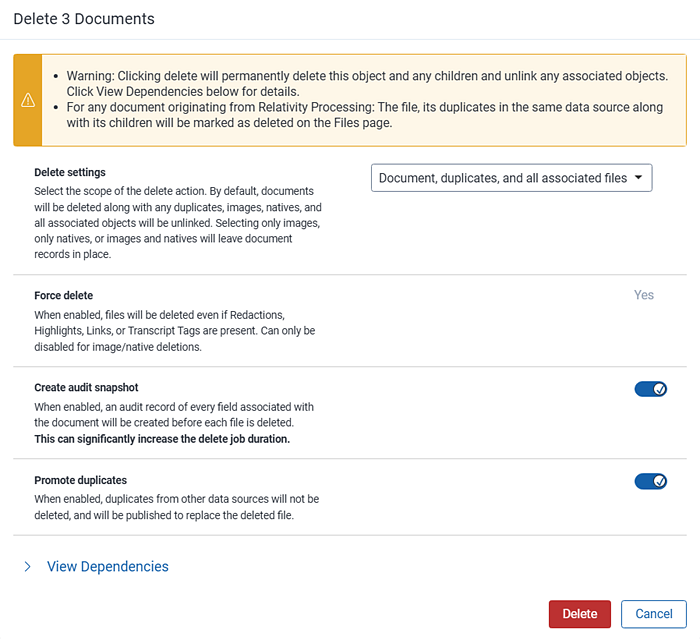 Post publish delete confirmation