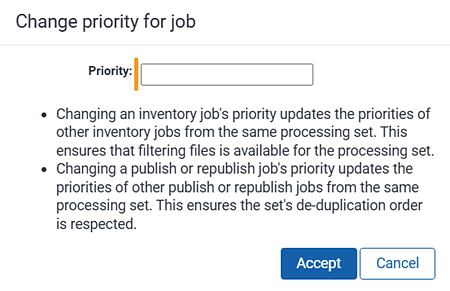 Change priority confirmation window