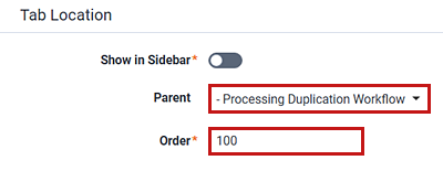 Processing duplication workflow sub-tab details screen.