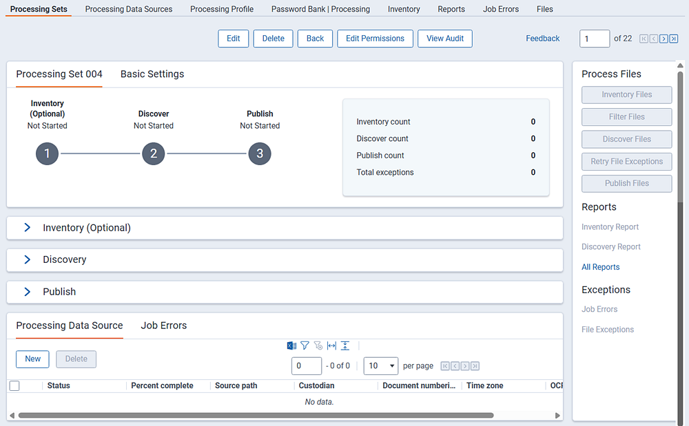 Processing Set Details Layout
