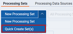Quick create set drop-down button
