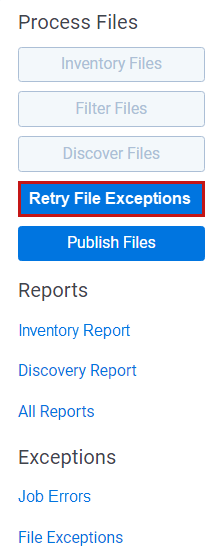 Retry Error Button Processing Console