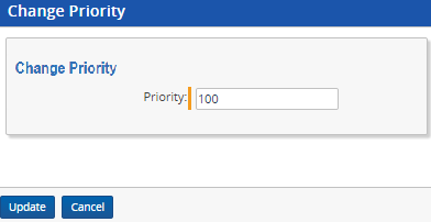An image of the Change priority form