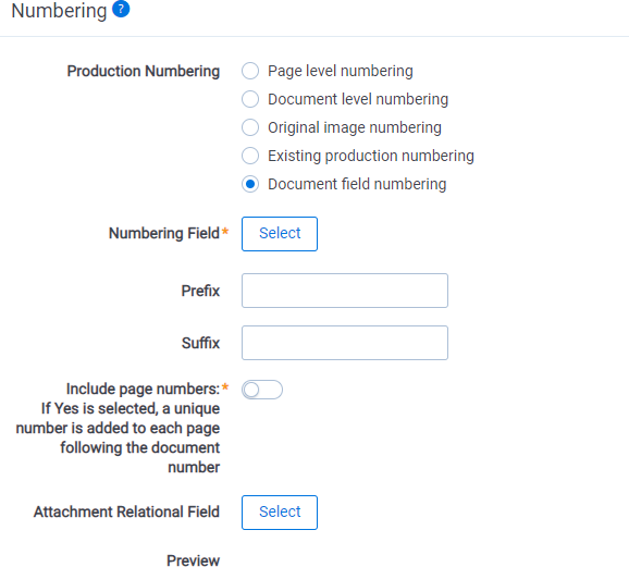 An image of document Numbering options