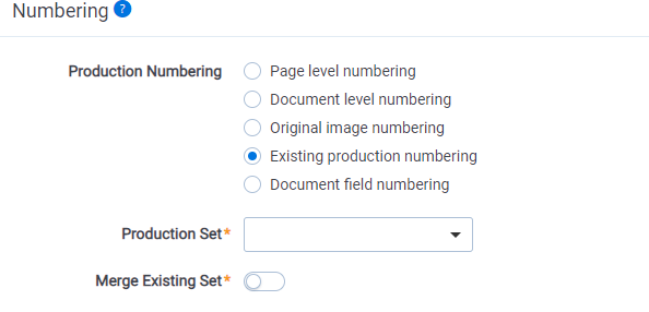 Existing production numbering