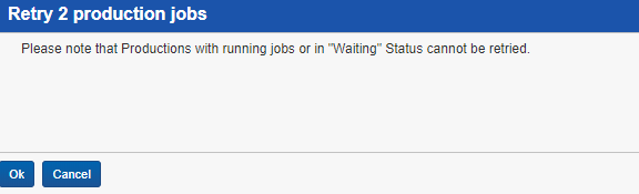 An image of the Retry production job window.