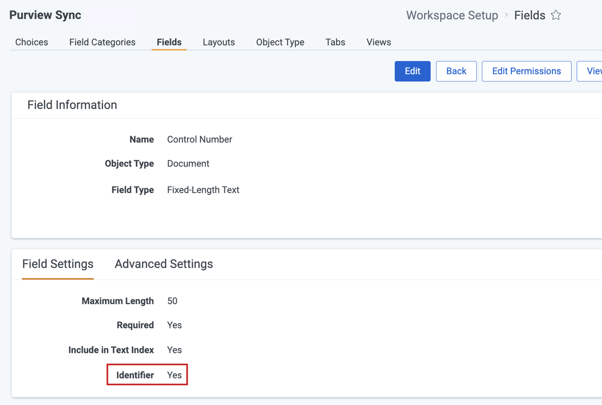 Field definition with Identifier roperty set to Yes.