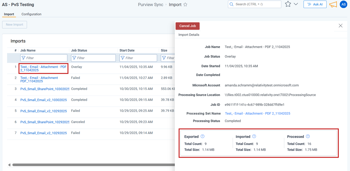 Import job details.