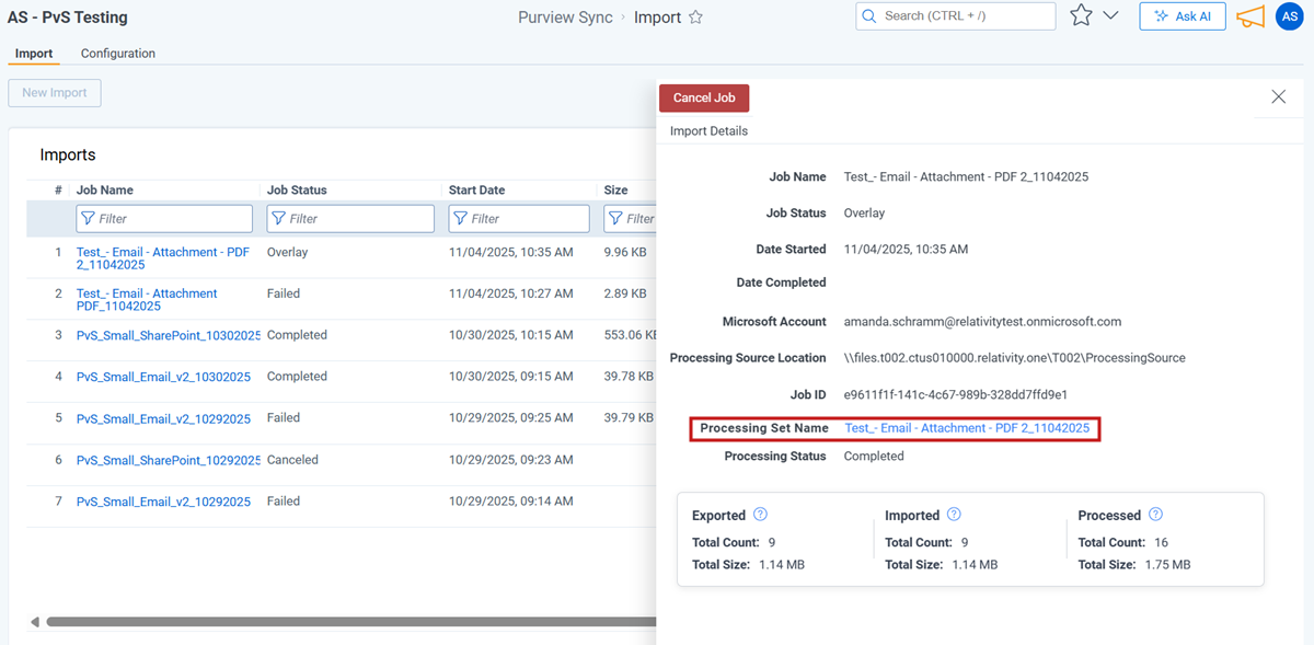 Import processing details.