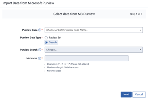 The Purview Case and Purview Review Set pop-up window.