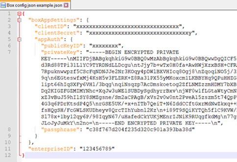 Example of .json file that includes authentication information.