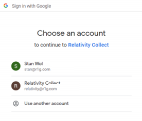 Choose an account dialog