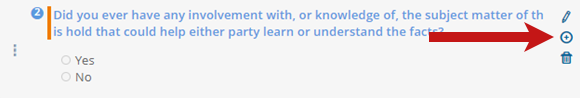 Highlighting the icon to select to add a condition.
