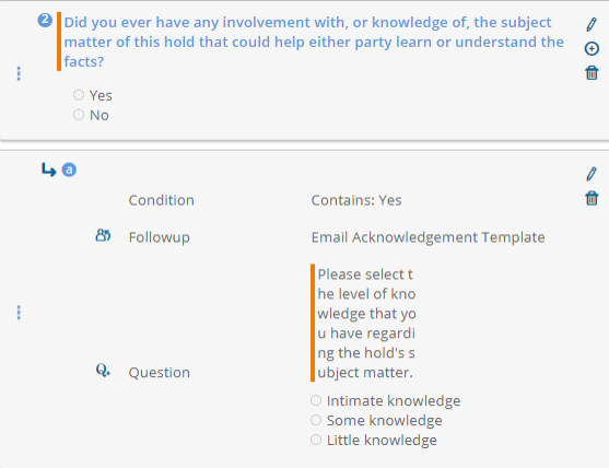 The conditional question appearance in the editor.