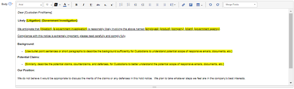 The text editor window with communication text.
