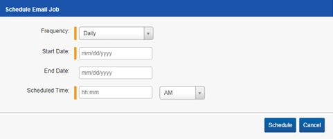 Schedule email job pop-up window.