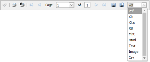 A report with the Export drop-down menu open.
