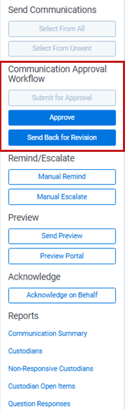 The Send Communication section of the Communication console.