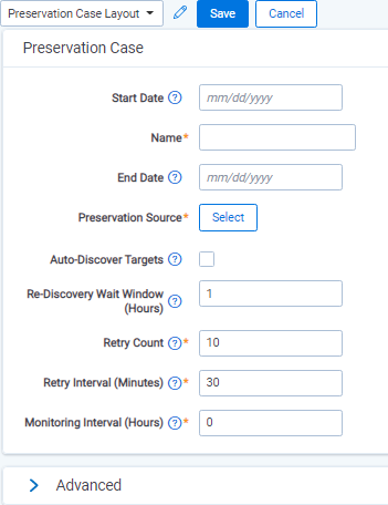 The Preservation Case Layout in edit mode.