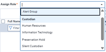 The Assign Role drop-down menu.