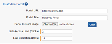 The Custodian Portal section on the Legal Hold Settings page.