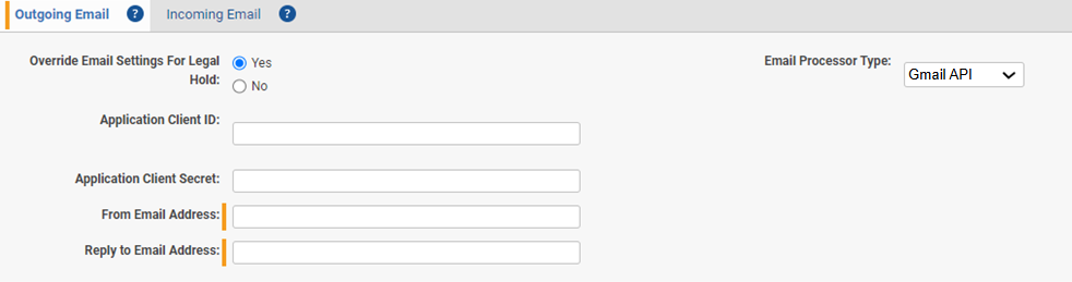 The Outgoing Email settings for Gmail.