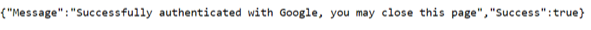 Google's success message.