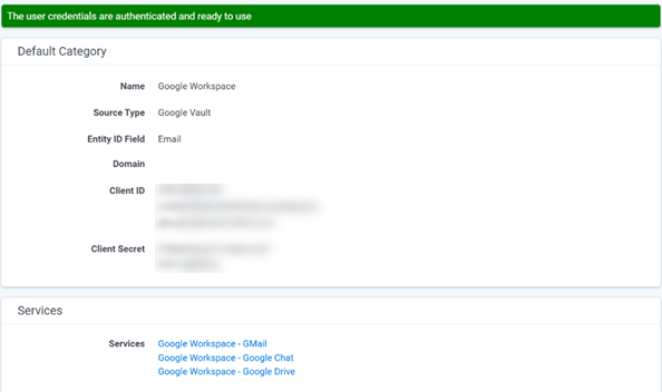The user credentials confirmation banner.
