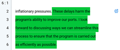 A section of text that is highlighted in green to show that its a designation.