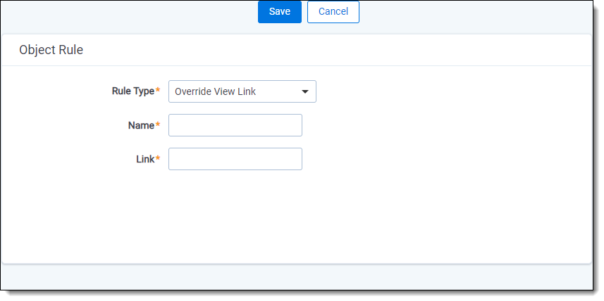 Selecting Override View Link