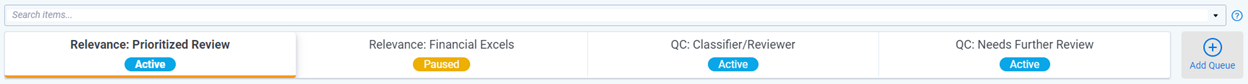 Queue tab strip