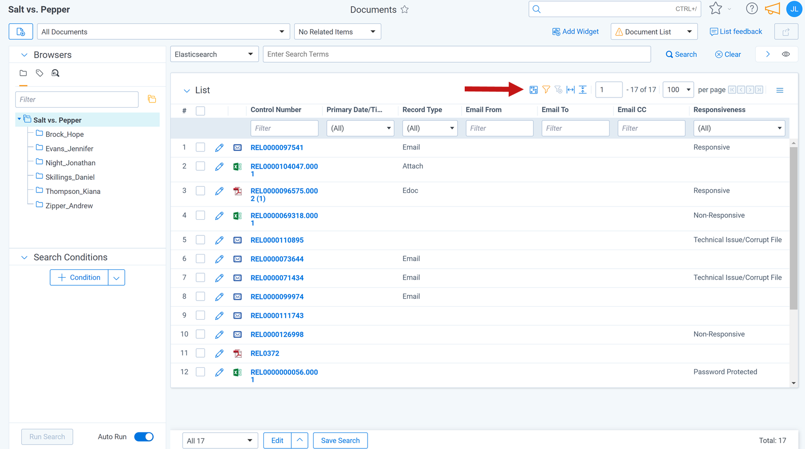 The Documents tab is open with the Sampling icon highlighted.