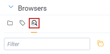 Highlighting the Saved Search icon in the Browsers pane.