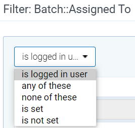 Select Batch criteria dialog.