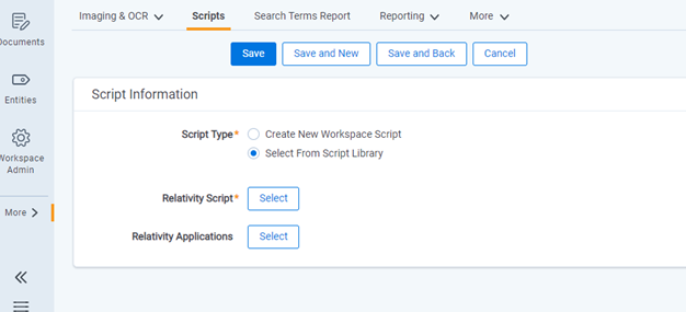 Select from script library